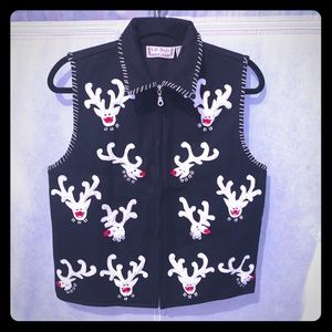 Life Style Christmas Reindeer Vest 70% Wool -Small
